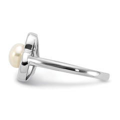 Sterling Silver Rhodium-plated 5-6mm White Freshwater Cultured Pearl Heart Ring - 2
