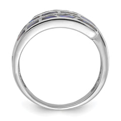 Sterling Silver Rhodium-Plated Polished Abalone Fancy Band Ring - 3