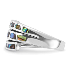 Sterling Silver Rhodium-Plated Polished Abalone Fancy Band Ring - 3
