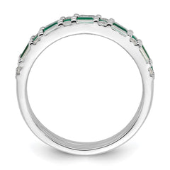 Sterling Silver Rhodium-plated Green and White CZ 3 Ring Set