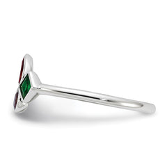 Sterling Silver E-coated Multi Color CZ Ring - 5