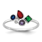 Sterling Silver E-coated Multi Color CZ Ring - 5
