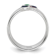 Sterling Silver E-coated Multi Color CZ Ring - 6