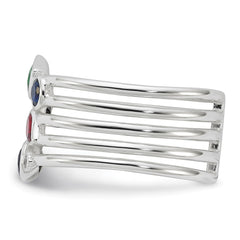 Sterling Silver E-coated Multi Color CZ Ring - 6