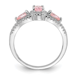 Sterling Silver Rhodium-plated Nano Crystal and CZ Ring