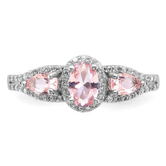 Sterling Silver Rhodium-plated Nano Crystal and CZ Ring