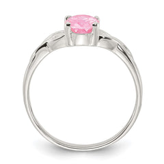 Sterling Silver Polished Pink CZ Ring - 2