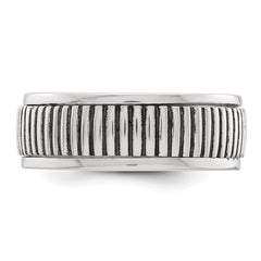 Sterling Silver Polished Oxidized Patterned Men's Ring - 2