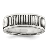 Sterling Silver Polished Oxidized Patterned Men's Ring - 3