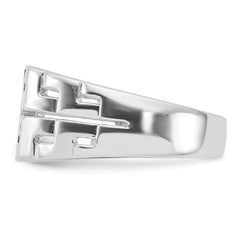 Sterling Silver Rhodium-plated Polished Black Onyx Men's Ring - 3