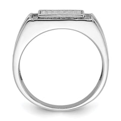 Sterling Silver Rhodium-plated CZ Signet Ring - 2