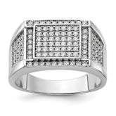 Sterling Silver Rhodium-plated CZ Signet Ring - 2