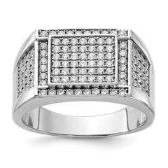 Sterling Silver Rhodium-plated CZ Signet Ring - 2