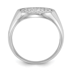 Sterling Silver Rhodium-plated Polished CZ Fashion Men's Ring - 3