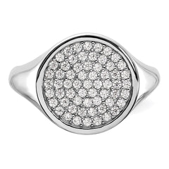 Sterling Silver Rhodium-plated Polished CZ Fashion Men's Ring - 3