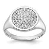 Sterling Silver Rhodium-plated Polished CZ Fashion Men's Ring - 2