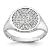 Sterling Silver Rhodium-plated Polished CZ Fashion Men's Ring - 3