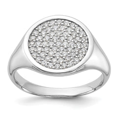 Sterling Silver Rhodium-plated Polished CZ Fashion Men's Ring - 3