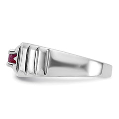 Sterling Silver Rhodium-plated African Ruby Men's Ring - 3