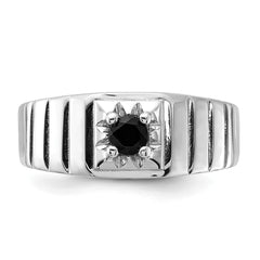 Sterling Silver Rhodium-plated Black Onyx Men's Ring - 3