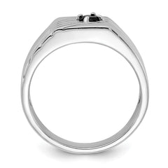 Sterling Silver Rhodium-plated Black Onyx Signet Men's Ring - 3