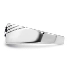 Sterling Silver Rhodium-plated Black Onyx Signet Men's Ring - 2