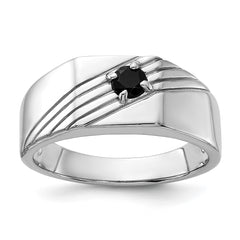 Sterling Silver Rhodium-plated Black Onyx Signet Men's Ring - 3