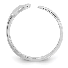 Sterling Silver Rhodium-plated Polished Whale Tail Ring - 3
