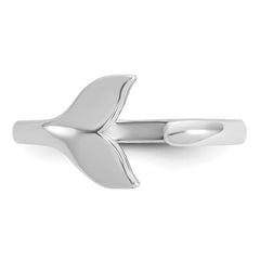 Sterling Silver Rhodium-plated Polished Whale Tail Ring - 3