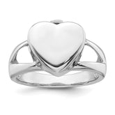 Sterling Silver Rhodium-plated Polished Heart Ash Holder Size 7 Ring