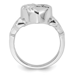 Sterling Silver Rhod-plated Enameled Celtic Knot Heart ALWAYS IN MY HEART Ash Holder Size 8 Ring