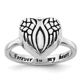 Sterling Silver Rhodium-plated Enameled Heart With Wings FOREVER IN MY HEART (Inside) Ash Holder Size 8 Ring