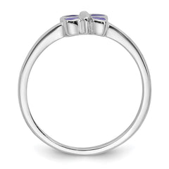 Sterling Silver Rhodium-plated Children's Size 4 Purple Enamel Butterfly Ring