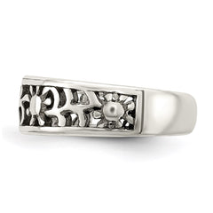 Sterling Silver Antiqued Floral Toe Ring - 4