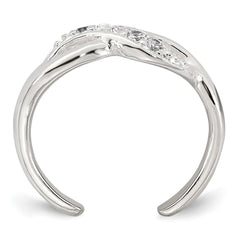 Sterling Silver Polished CZ Infinity Adjustable Toe Ring - 2