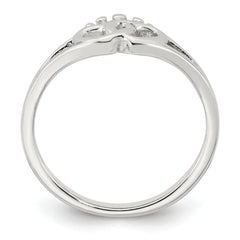 Sterling Silver Polished Interlocking Hearts With Crown Ring - 2