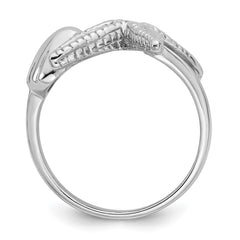 Sterling Silver Rhodium-plated Polished and Textured Sea Shell with Starfish Size 7 Ring