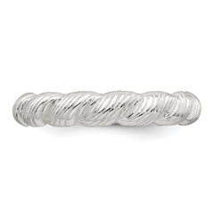 Sterling Silver Polished and Grooved Twisted Band Size 8 Ring