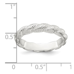 Sterling Silver Polished and Grooved Twisted Band Size 8 Ring