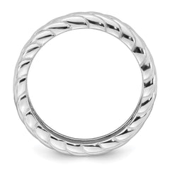 Sterling Silver Rhodium-plated Polished and Braided 5.00mm Band Size 7 Ring