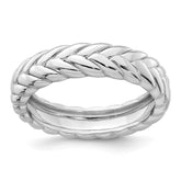 Sterling Silver Rhodium-plated Polished and Braided 5.00mm Band Size 7 Ring