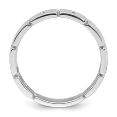 Sterling Silver Rhodium-plated Polished 5.8mm Brick Pattern Size 8 Ring