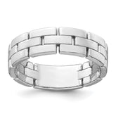 Sterling Silver Rhodium-plated Polished 5.8mm Brick Pattern Size 8 Ring