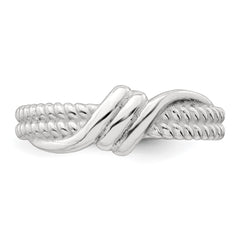 Sterling Silver Polished and Textured Fancy Twisted Size 7 Ring