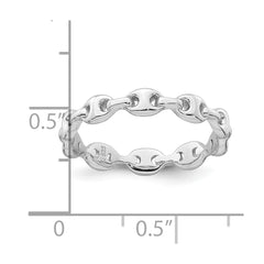 Sterling Silver Rhodium-plated Polished Mariner Link Size 6 Ring