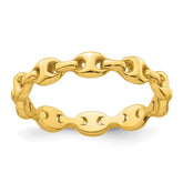 Sterling Silver Gold-tone Polished Mariner Link Size 8 Ring