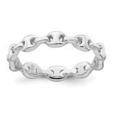 Sterling Silver Rhodium-plated Polished Mariner Link Size 7 Ring