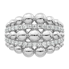 Sterling Silver Rhodium-plated Polished Graduated Beaded Fancy CZ Size 8 Ring
