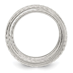Sterling Silver Polished and Textured Wrapped Spring Size 6 Flexible Ring