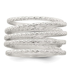 Sterling Silver Polished and Textured Wrapped Spring Size 6 Flexible Ring